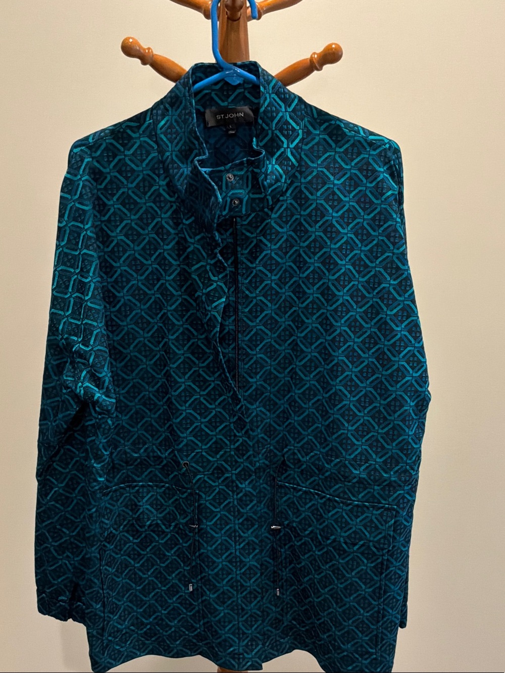 St. John Teal Geometric Lightweight women jacket size L